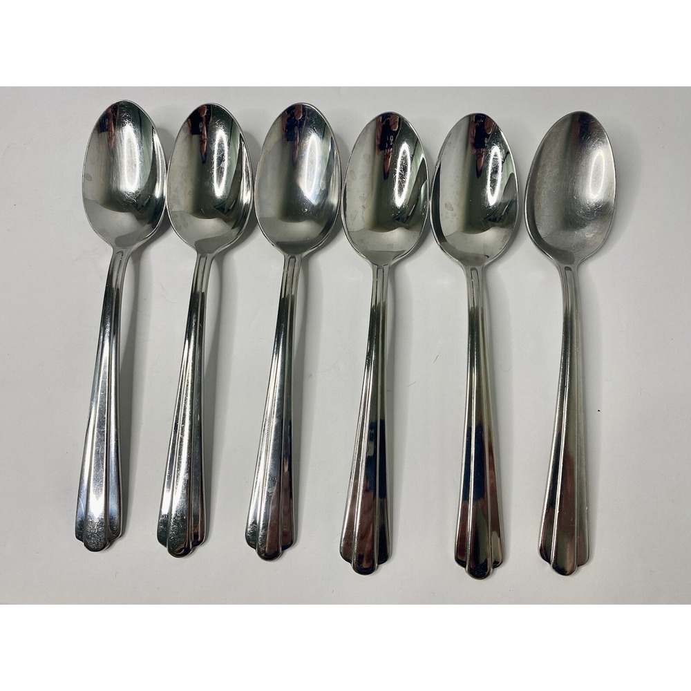 Hampton Silversmiths CENTRAL 8" Oval Place Soup Spoons 18/10 Stainless Lot 6